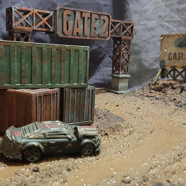 Shipping Containers Triple Pack. Gaslands, 28mm 1:64 scale war games table top gaming