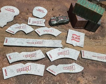 Templates. Gaslands, table top gaming 28mm 1:64 scale MDF