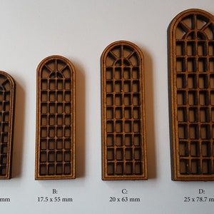 Confezione da 10 finestre in MDF tagliate al laser per edifici del terreno D&D Warhammer 28mm diorama ferroviario modello S
