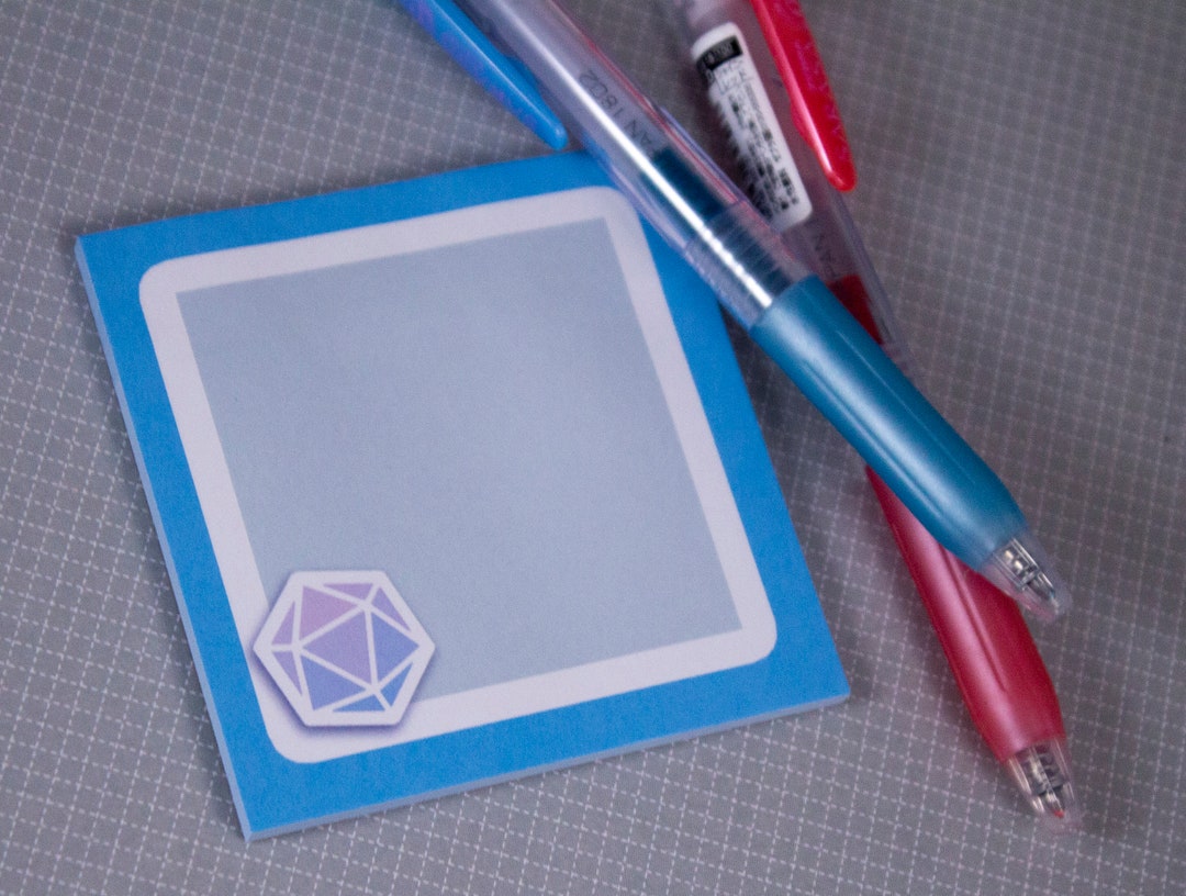 Dungeon and Dragons Dice D20 Notepad / Sticky Notes 3x3 Inches Blue Pad ...