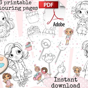 Printable coloring pages bundle Blythe doll - Digital PDF, adult/ children colouring sheets, girl teen cute coloring book activity