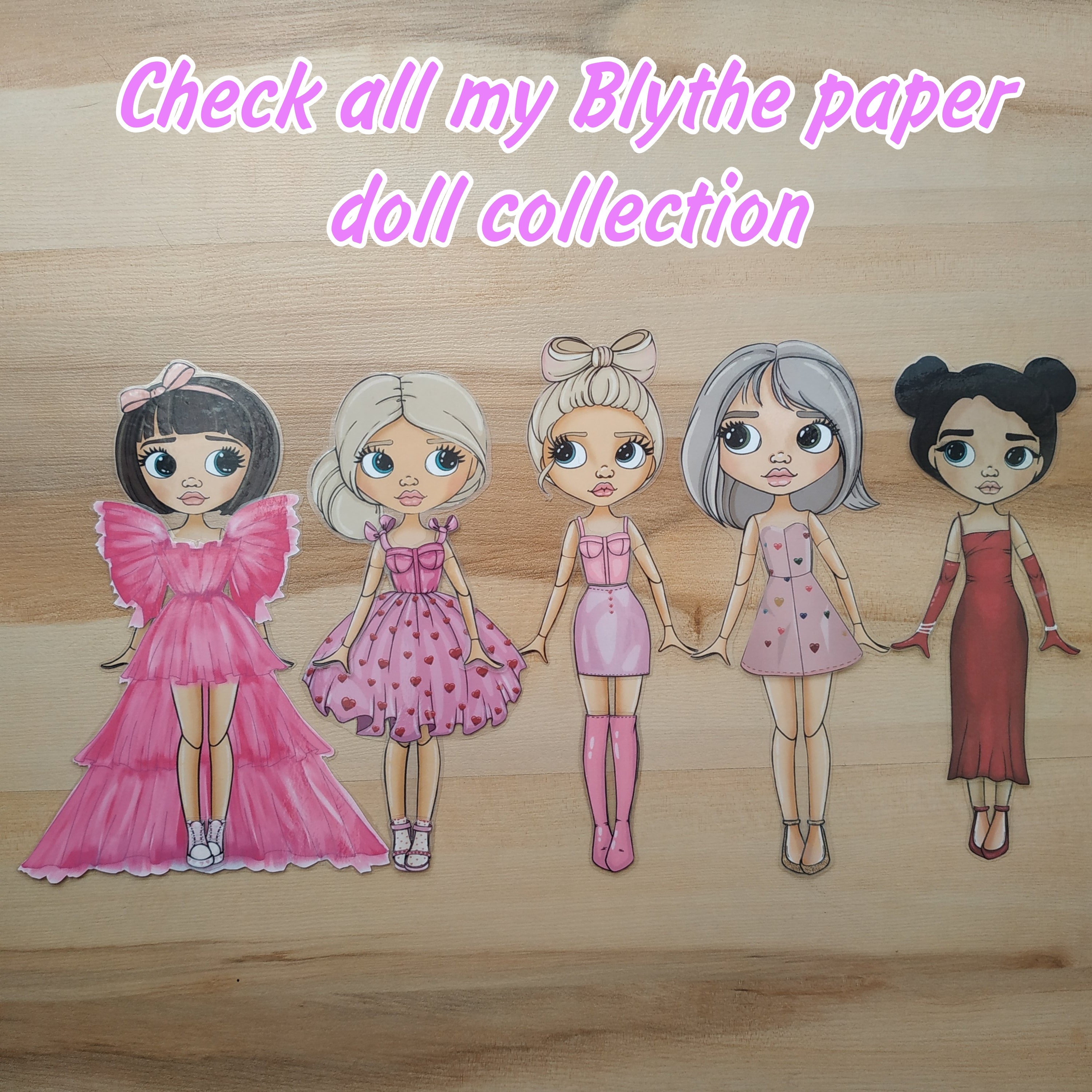 Printable Paper Doll Blythe With Clothes Digital PDF Instant Download,  Dress up Cut Out Doll, Busy Book Activity, Fashion Girl Template 