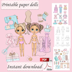 Printable Paper doll Blythe with clothes - Digital instant download, dress up cut out doll, Fashion doll busy book activity, DIY girls game