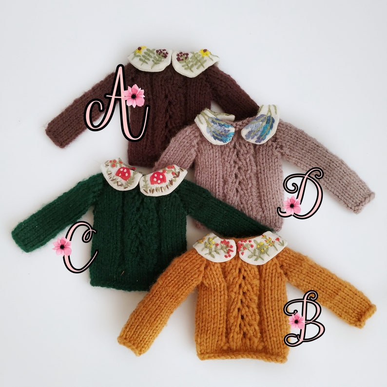 Blythe Mori Girl Sweater With Embroidered Collar Azone Doll Etsy