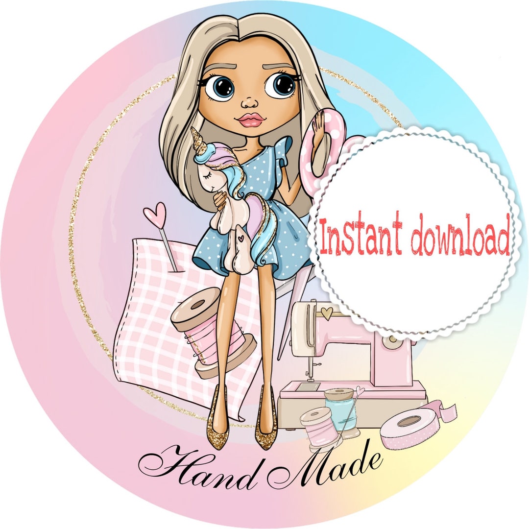 Printable Hand Made Sticker for Craft/ Sewing Small Business, Digital