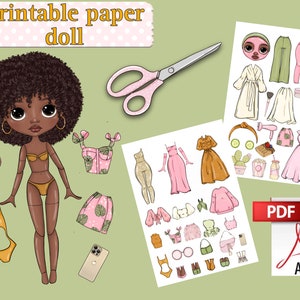 Printable Paper doll Blythe with clothes - Digital PDF instant download, dress up cut out doll, busy book activity, fashion girl template