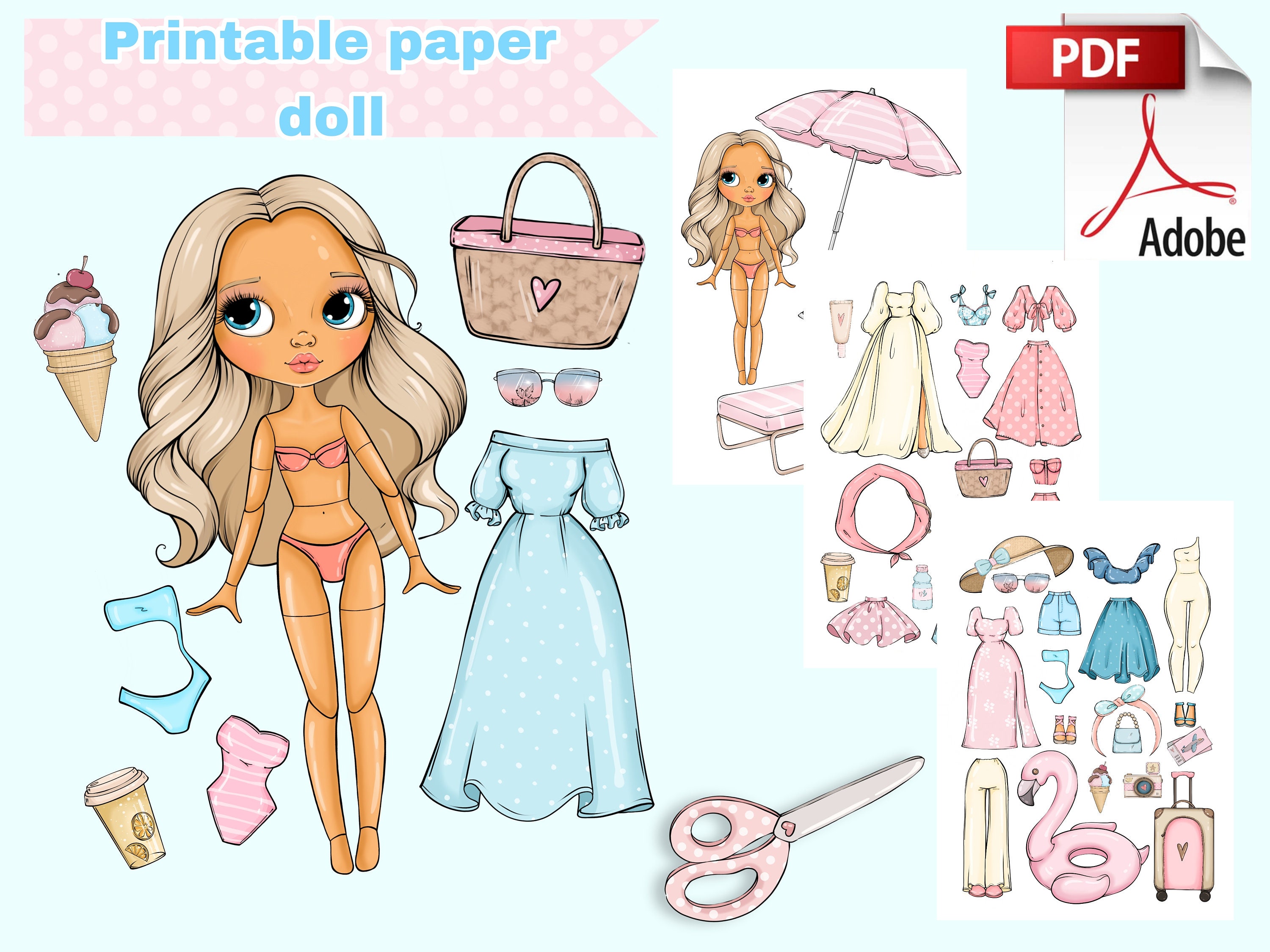 Kit 2 - Barbie - Moldes em pdf para Roupas de Boneca.