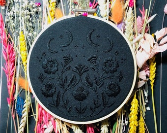 New Moon Embroidery Kit, DMC, needlecraft kit, embroidery pattern, beginner embroidery kit, modern embroidery kit, wall art embroidery