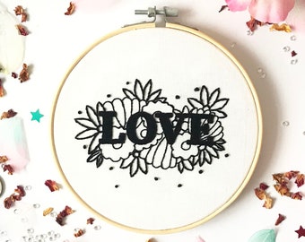 Love Embroidery Kit, needlecraft kit, embroidery pattern, beginners needlecraft, modern embroidery kit, hoop art, embroidery art, diy