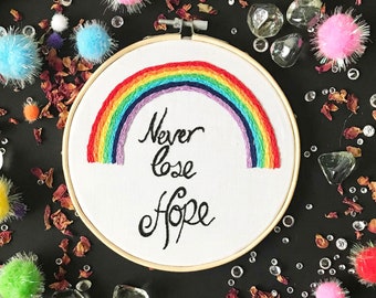 Rainbow Embroidery Kit, needlecraft pattern, embroidery pattern, beginners needlecraft, modern embroidery, hoop art, embroidery art, diy kit