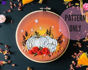 Pumpkin Spice Embroidery pattern, needlecraft pattern, embroidery pattern, beginners embroidery, modern embroidery, gift, embroidery art