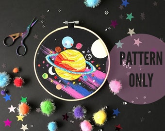 Hot Planet Embroidery pattern, needlecraft pattern, embroidery pattern, beginners needlecraft, modern embroidery, hoop art, embroidery art