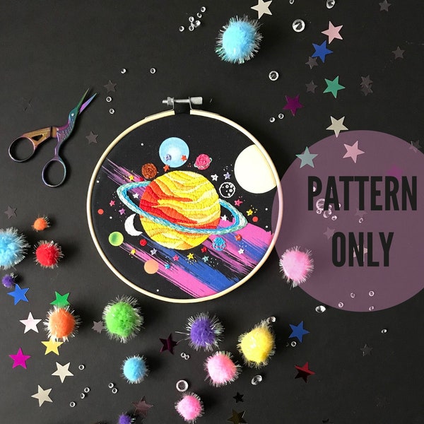 Hot Planet Embroidery pattern, needlecraft pattern, embroidery pattern, beginners needlecraft, modern embroidery, hoop art, embroidery art