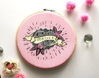 Valentine's Embroidery Kit, sewing kit, embroidery pattern, beginners embroidery kit, modern embroidery kit, hoop art, embroidery art diy