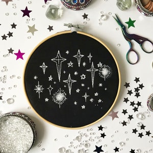 Beginners Embroidery Kit, stars, needlecraft pattern, embroidery pattern, beginners needlecraft, modern embroidery, hoop art, embroidery zdjęcie 1