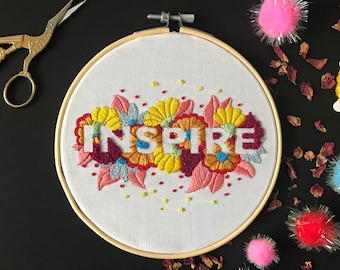 Inspire Embroidery Kit, needlecraft pattern, embroidery pattern, beginners needlecraft, modern embroidery, craft kit, embroidery art, diy