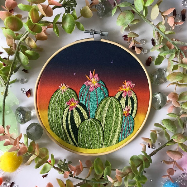 Cactus Borduurpakket, naaldwerkpatroon, borduurpatroon, beginnersnaaldwerk, modern borduurwerk, hoepelkunst, borduurkunst, doe-het-zelfpakket