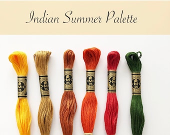 DMC 6 strand embroidery thread, INDIAN SUMMER, embroidery floss,  colour palette pack, embroidery supplies, cotton embroidery thread