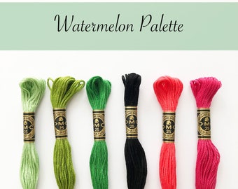 DMC 6 strand embroidery thread, WATERMELON, embroidery floss,  colour palette pack, embroidery supplies, cotton embroidery thread