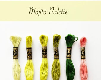 DMC 6 strand embroidery thread, MOJITO, embroidery floss,  colour palette pack, embroidery supplies, cotton embroidery thread