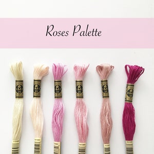 DMC 6 strand embroidery thread, ROSES, embroidery floss,  colour palette pack, embroidery supplies, cotton embroidery thread