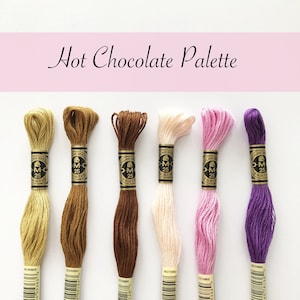 DMC 6 strand embroidery thread, HOT CHOCOLATE, embroidery floss,  colour palette pack, embroidery supplies, cotton embroidery thread