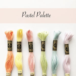 DMC 6 strand embroidery thread, PASTEL RAINBOW, embroidery floss,  colour palette pack, embroidery supplies, cotton embroidery thread