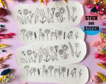 Lines of Stick and Stitch embroidery transfers, embroidery pattern, embroidery transfer, embroidery, embroidery patches, craft kit, gift