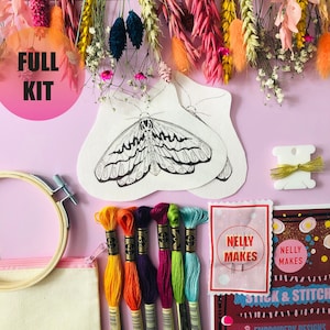 Moths Stick and Stitch embroidery transfers, embroidery pattern, embroidery transfer, embroidery, embroidery patches, craft kit, craft gift