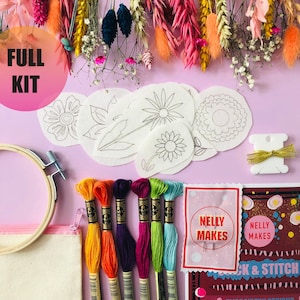 Floral Stick and Stitch embroidery transfers, embroidery pattern, embroidery transfer, embroidery, embroidery patches, craft kit, craft gift