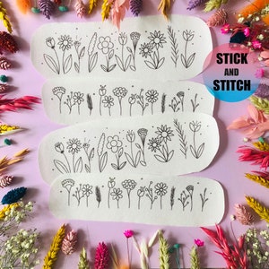 Lines of Stick and Stitch embroidery transfers, embroidery pattern, embroidery transfer, embroidery, embroidery patches, craft kit, gift