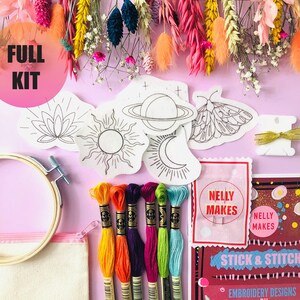 Celestial Stick and Stitch embroidery transfers, embroidery pattern, embroidery transfer, embroidery, embroidery patches, craft kit, gift