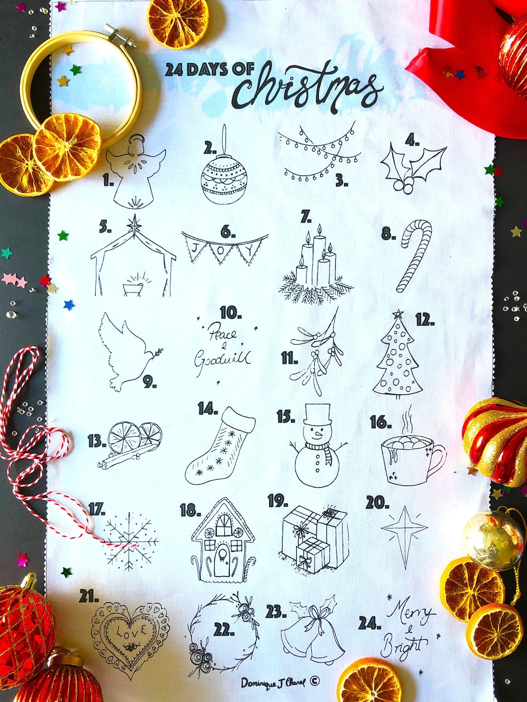 Advent Calendar, Embroidery Advent Calendar, 24 Days of Christmas