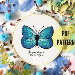 Butterfly Embroidery Pattern PDF, needlecraft pattern, embroidery transfer, beginners needlecraft, modern embroidery, hoop art, embroidery