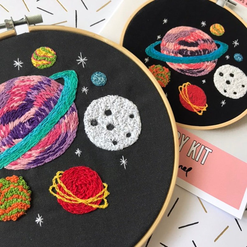 Planets Embroidery Kit, needlecraft pattern, embroidery pattern, beginners needlecraft, modern embroidery, hoop art, embroidery art, diy kit image 9