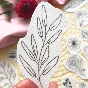 Floral Stick and Stitch embroidery transfers, embroidery pattern, embroidery transfer, embroidery, embroidery patches, craft kit, craft gift imagem 7
