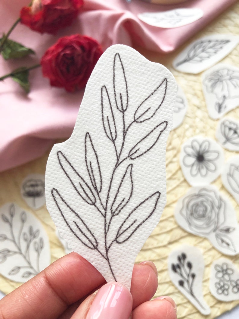 Floral Stick and Stitch embroidery transfers, embroidery pattern, embroidery transfer, embroidery, embroidery patches, craft kit, craft gift imagem 7