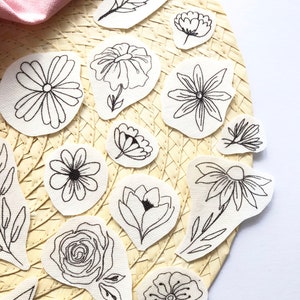 Floral Stick and Stitch embroidery transfers, embroidery pattern, embroidery transfer, embroidery, embroidery patches, craft kit, craft gift imagem 3