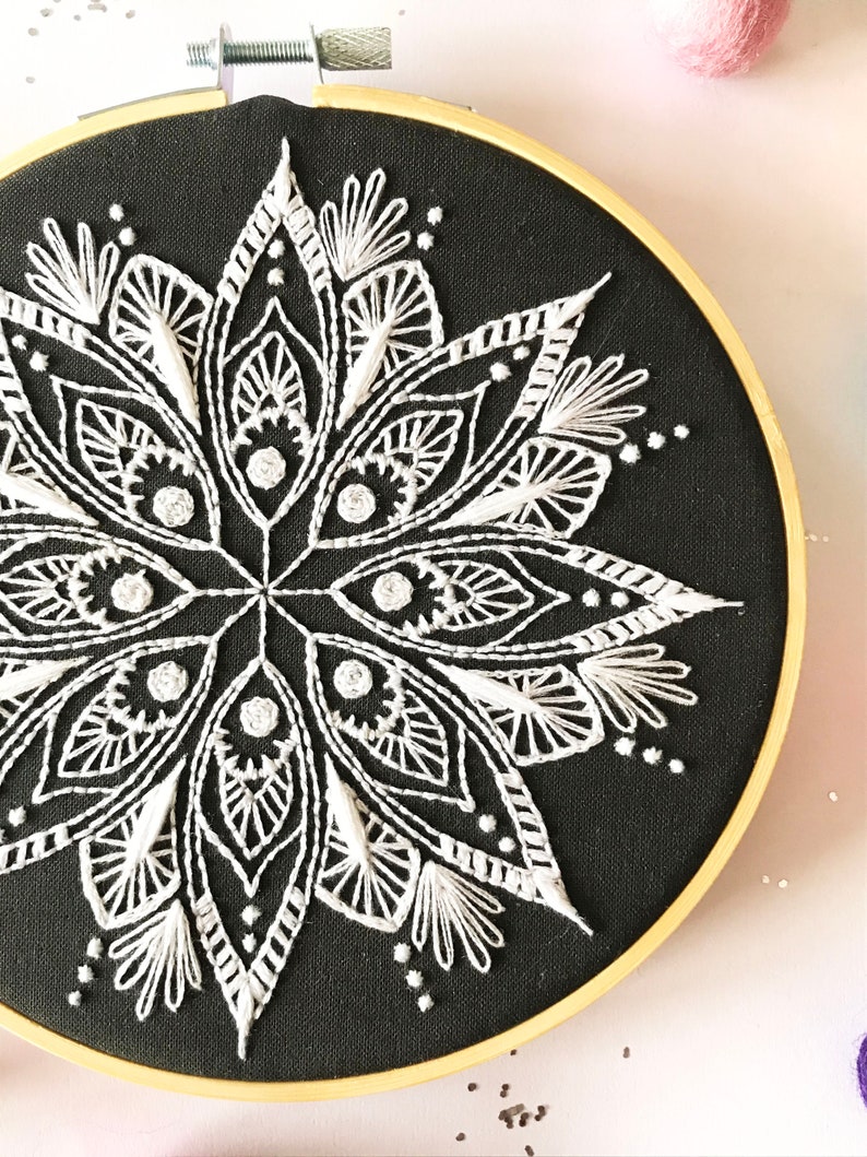 Mandala Embroidery Pattern, needlecraft , embroidery pattern, beginners needlecraft, modern embroidery, art, embroidery art, diy image 5