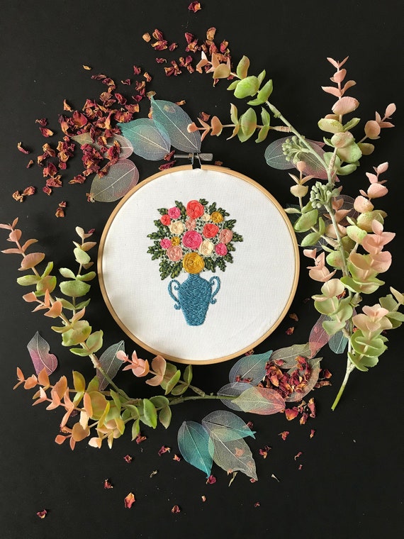 Bloom Embroidery Kit, needlecraft pattern, embroidery pattern, beginners needlecraft, modern embroidery, hoop art, embroidery art, diy