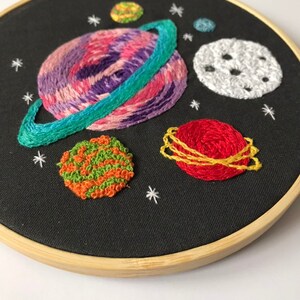 Planets Embroidery Kit, needlecraft pattern, embroidery pattern, beginners needlecraft, modern embroidery, hoop art, embroidery art, diy kit image 10