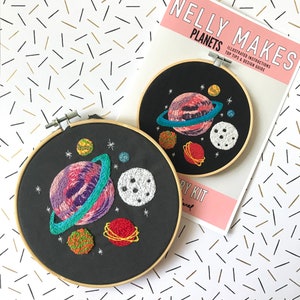 Planets Embroidery Kit, needlecraft pattern, embroidery pattern, beginners needlecraft, modern embroidery, hoop art, embroidery art, diy kit image 4