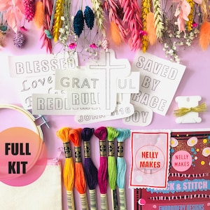 Blessed Stick and Stitch embroidery transfers, embroidery pattern, embroidery transfer, embroidery, embroidery patches, craft kit, gift