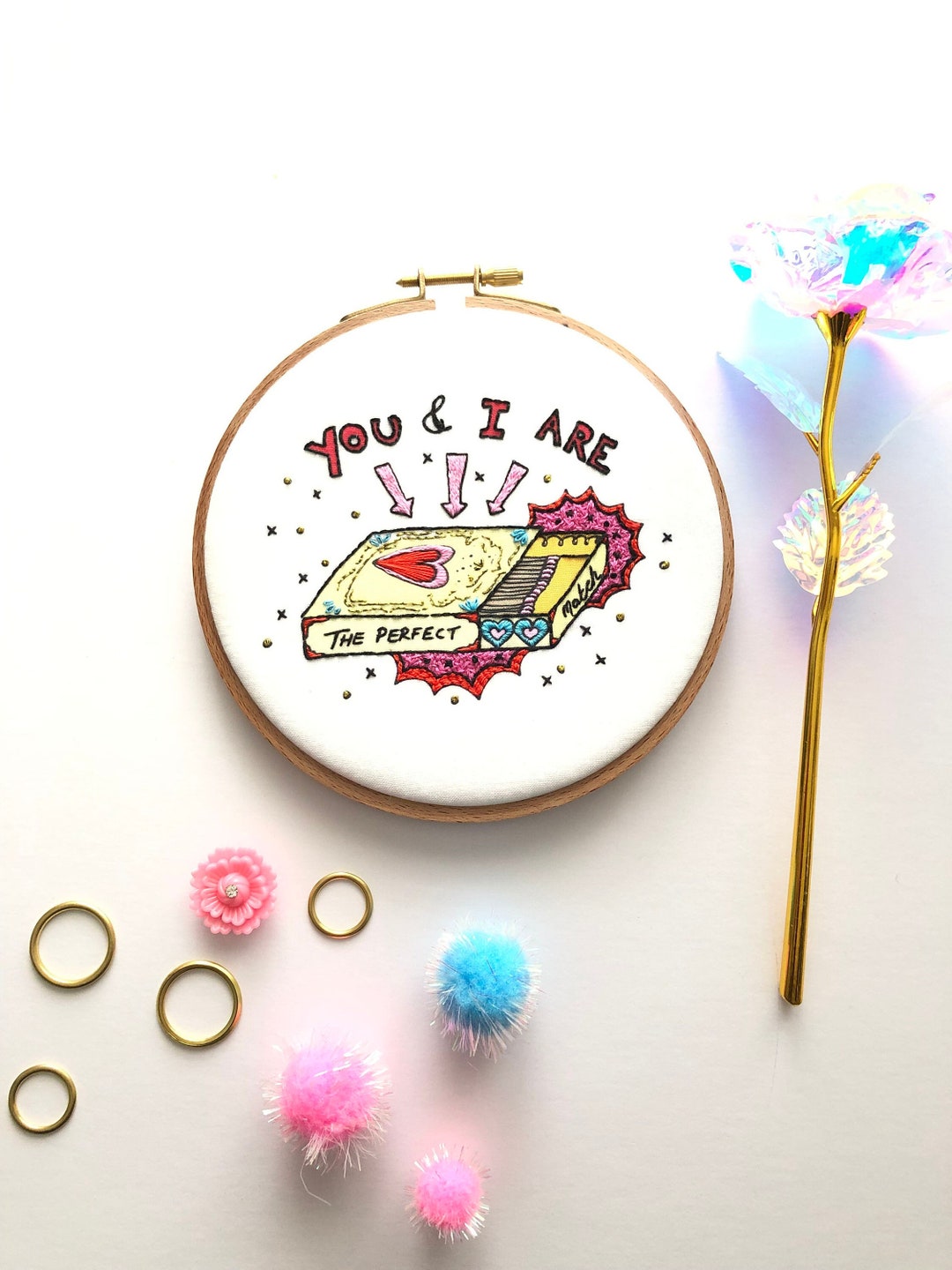 Valentine's Embroidery Kit, Sewing Kit, Embroidery Pattern, Beginners