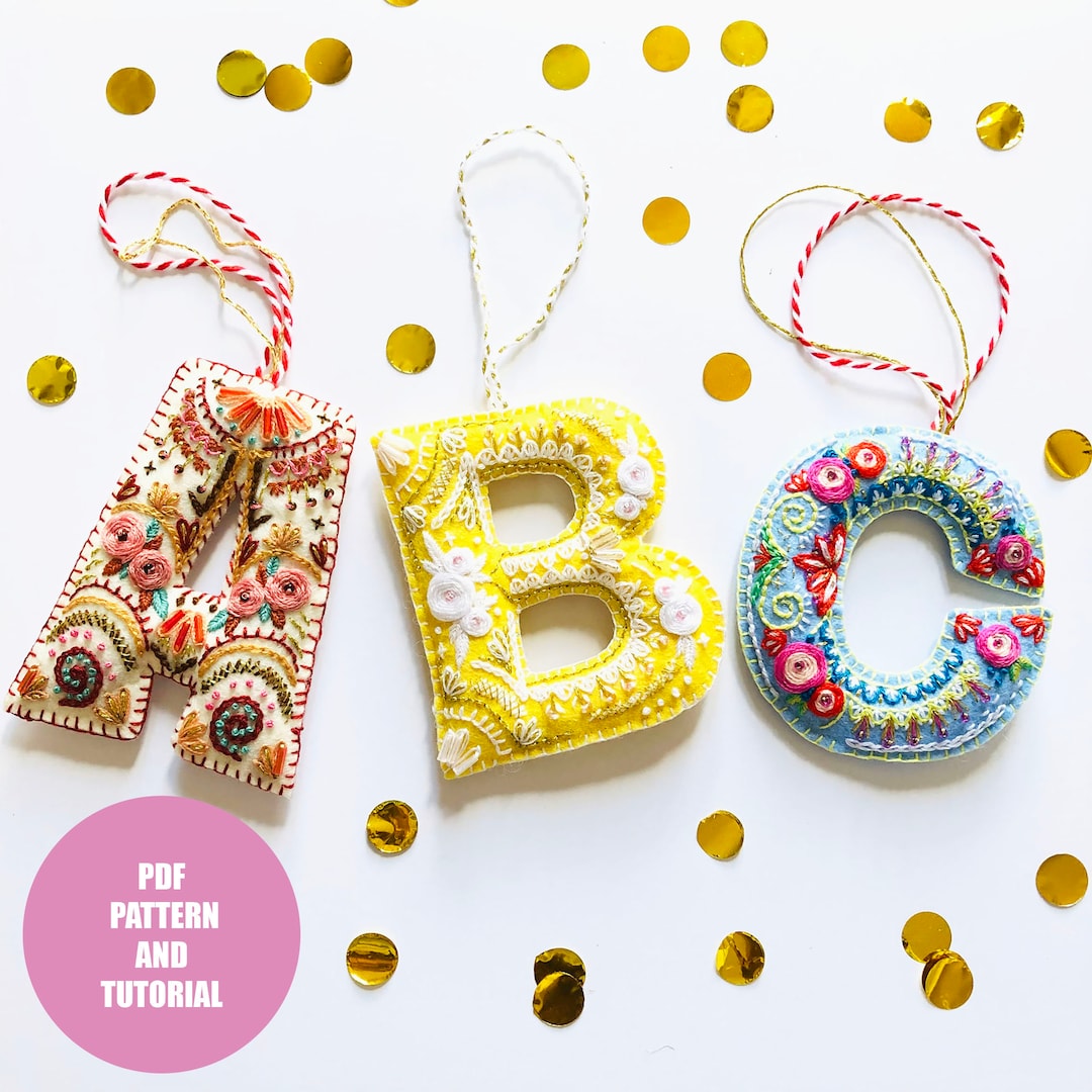Embroidered Felt Alphabet Ornaments Pdf, Beginners Embroidery