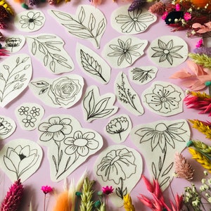 Floral Stick and Stitch embroidery transfers, embroidery pattern, embroidery transfer, embroidery, embroidery patches, craft kit, craft gift imagem 9