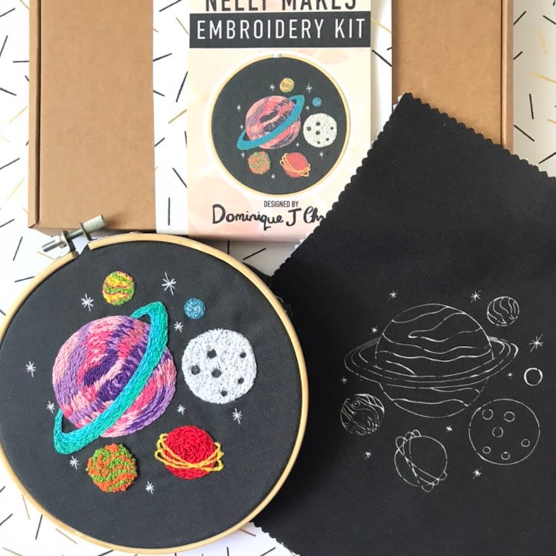 Planets Embroidery Kit, needlecraft pattern, embroidery pattern, beginners needlecraft, modern embroidery, hoop art, embroidery art, diy kit image 8