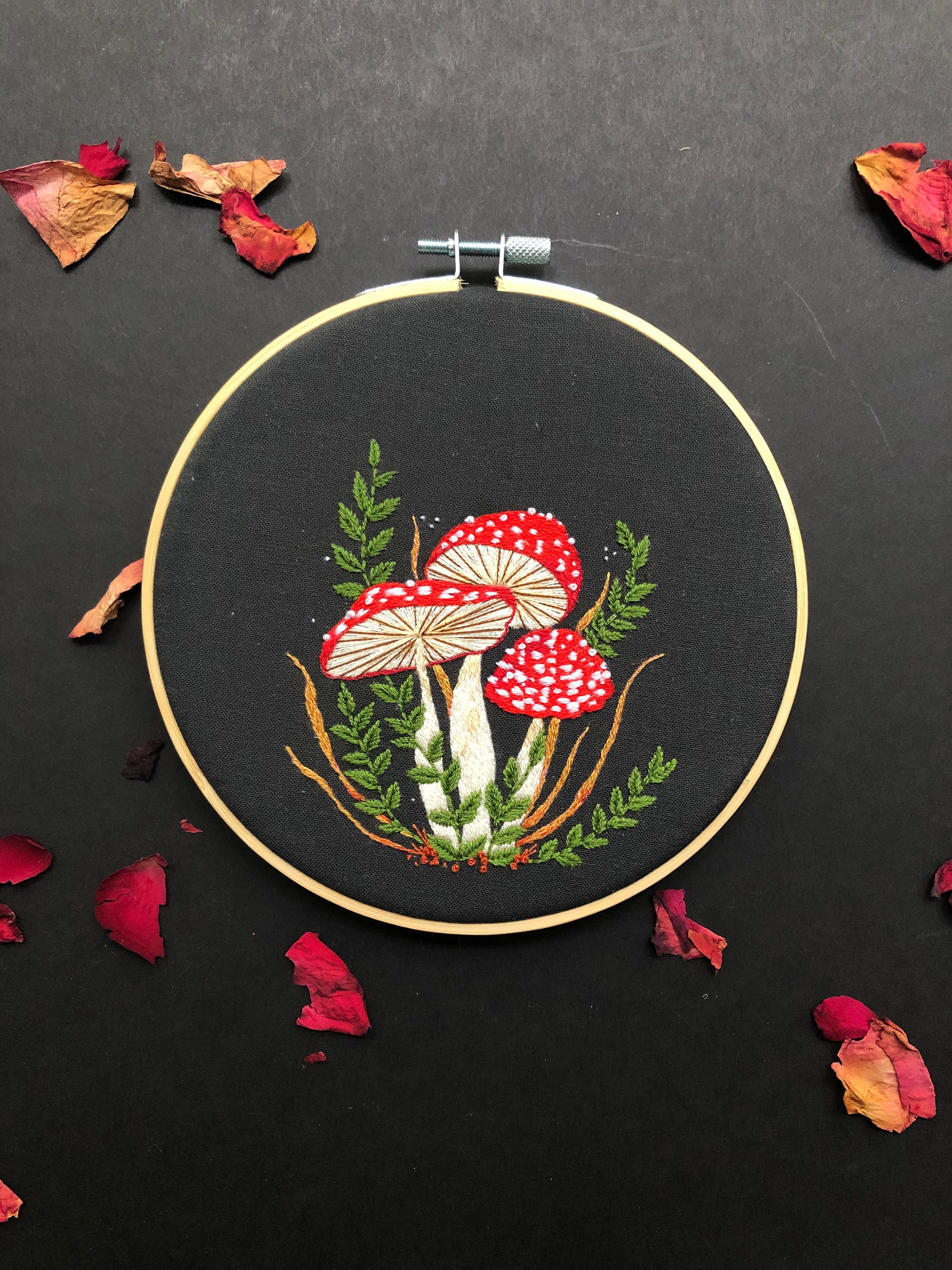 Mushroom Embroidery, Nature Studies Embroidery Kit, Mushroom Ring Embroidery,  DIY Embroidery Kit, Heidi Boyd 