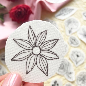 Floral Stick and Stitch embroidery transfers, embroidery pattern, embroidery transfer, embroidery, embroidery patches, craft kit, craft gift imagem 6