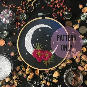 Moon Embroidery pattern, needlecraft pattern , embroidery pattern, beginners needlecraft, modern embroidery, hoop art, embroidery art,